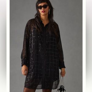 rinku dalamal sequin shirt dress Anthropologie Rinku Dalamal Sequin Shirt